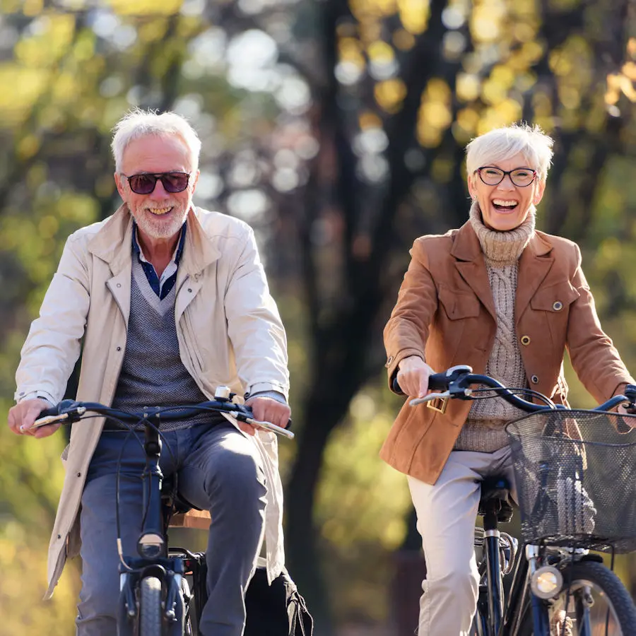 Couple on bicycles